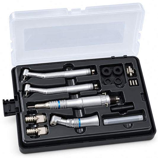 Set de 4 piezas de mano dentales con estuche